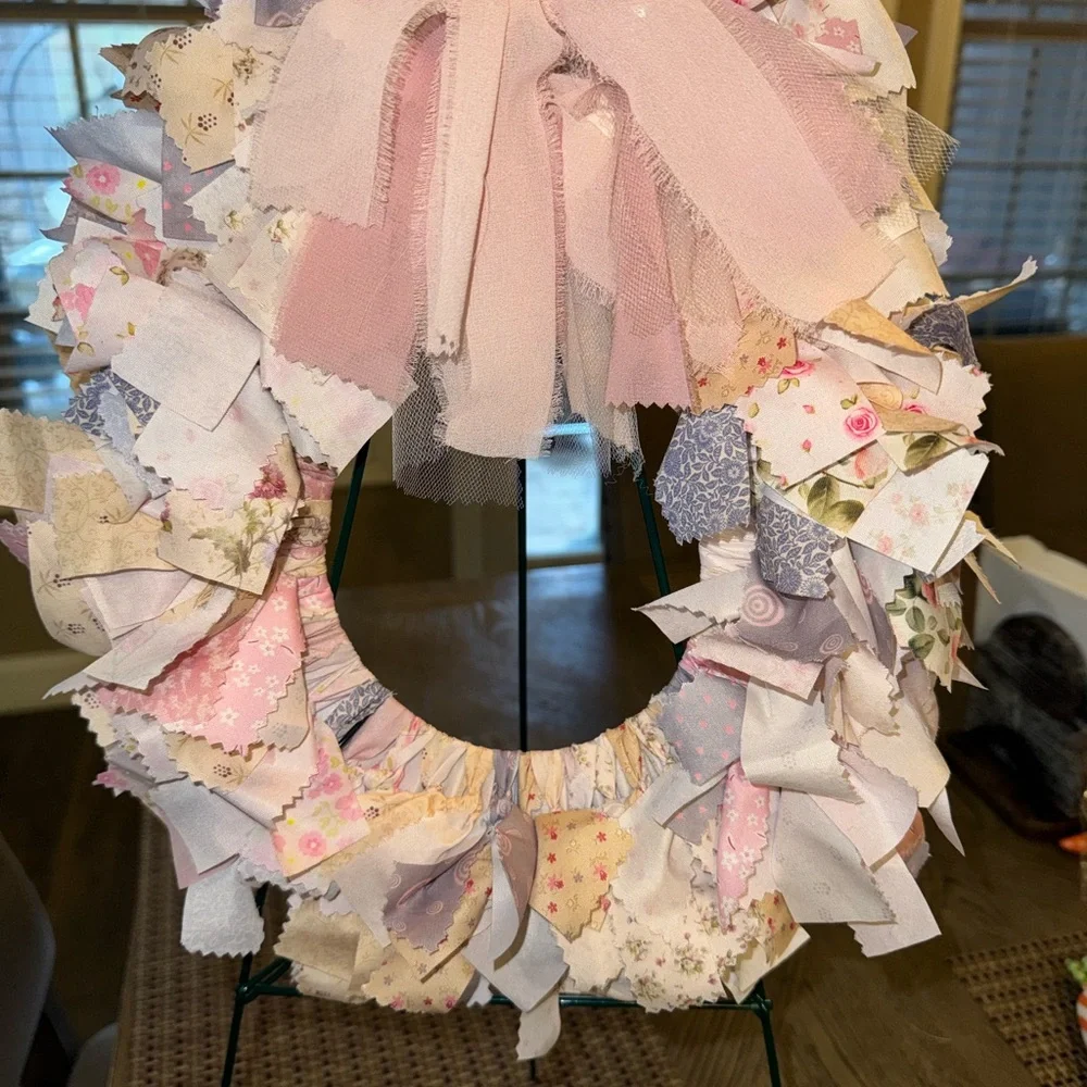 Hearth & Hand Pink and Cream Fabric Holiday Wreath